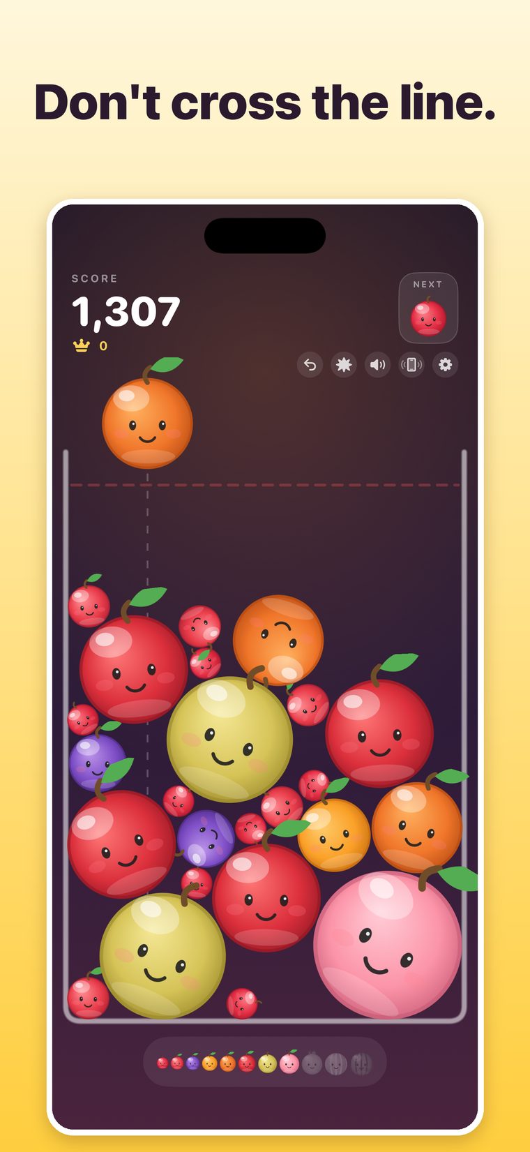 The jar filled close to the dashed line near the top of the screen.