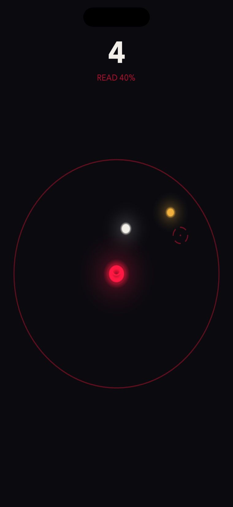 A later run at READ 40%, coins scattered around the arena and the ghost closing in on the player.